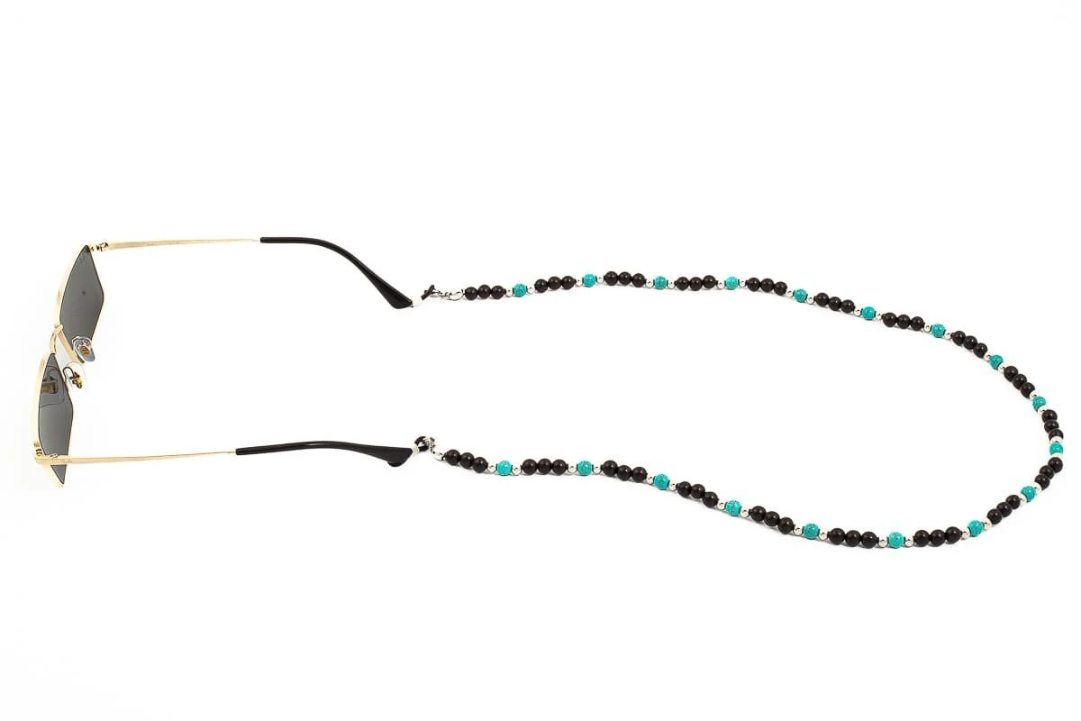 Catenella Occhiali - Collana MARTA GELMI 3XTE Wood Legno Nero E Turchese 2 Catenella Occhiali - Collana MARTA GELMI 3XTE Wood Legno Nero E Turchese - immagine 2