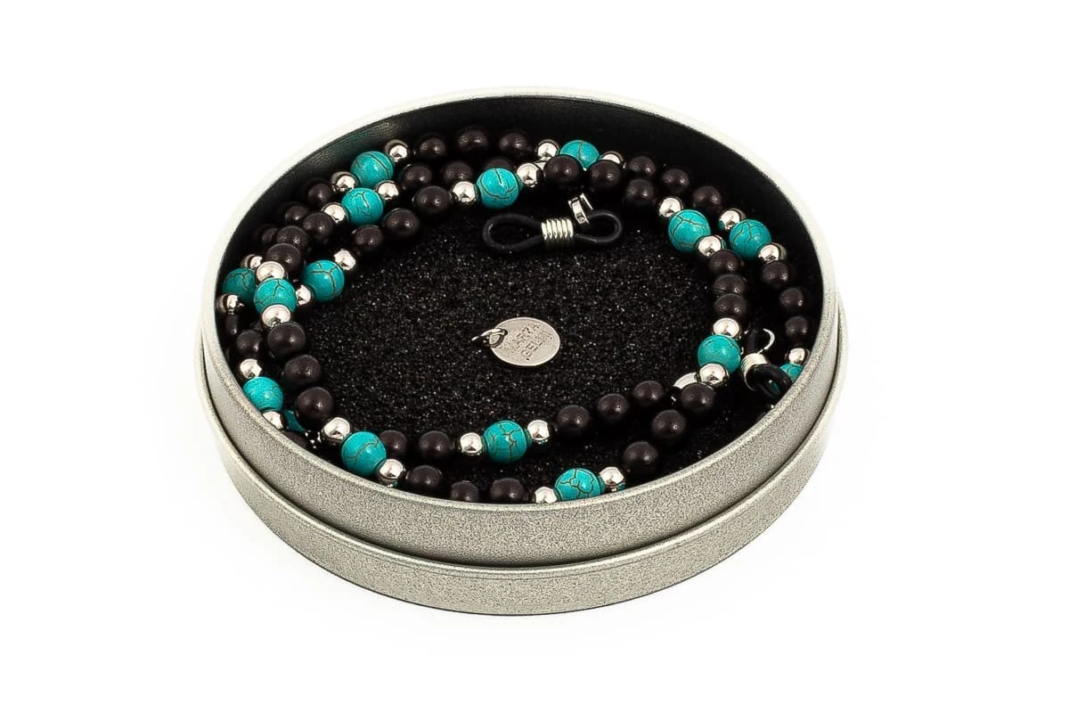 Catenella Occhiali - Collana MARTA GELMI 3XTE Wood Legno Nero E Turchese 3 Catenella Occhiali - Collana MARTA GELMI 3XTE Wood Legno Nero E Turchese - immagine 3