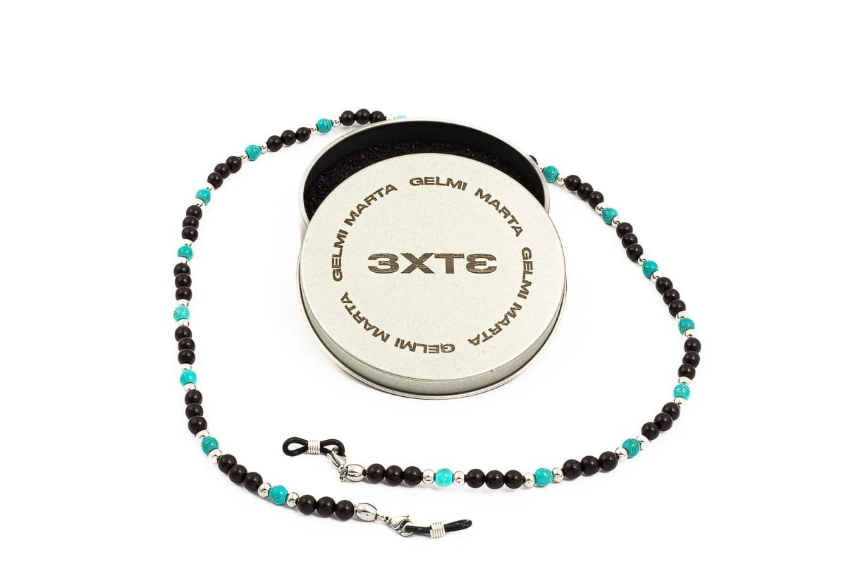 Catenella Occhiali - Collana MARTA GELMI 3XTE Wood Legno Nero E Turchese 1 Catenella Occhiali - Collana MARTA GELMI 3XTE Wood Legno Nero E Turchese