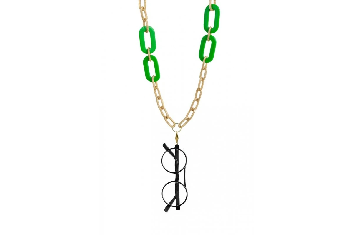 Collana Portaocchiali Magnetica EYESONOFF Deco 70's Oro Verde 1 Collana Portaocchiali Magnetica EYESONOFF Deco 70's Oro Verde