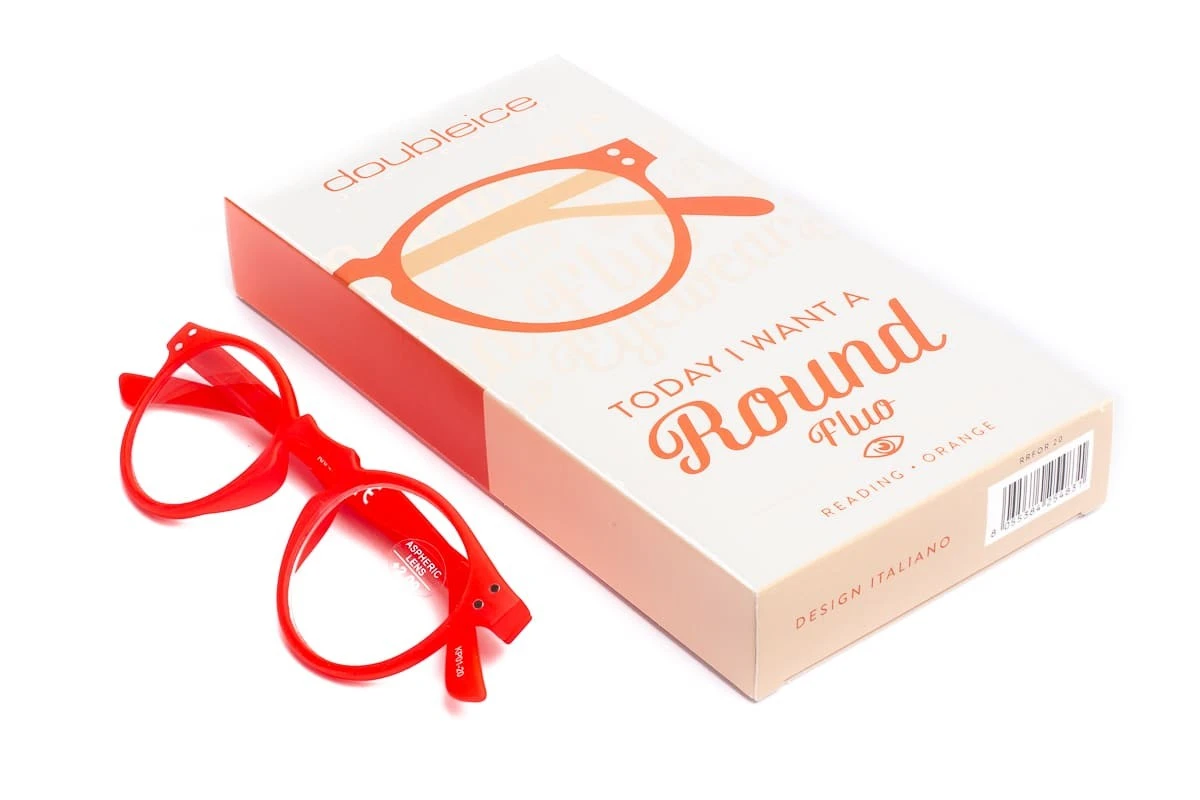 Occhiali Da Lettura Premontati DOUBLEICE Round Fluo Orange 1 Occhiali Da Lettura Premontati DOUBLEICE Round Fluo Orange